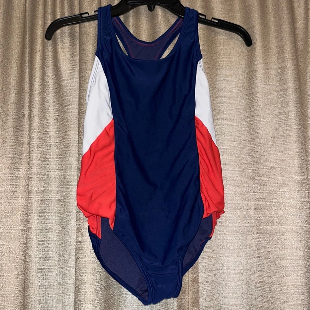 Speedo Infinity Splice One Piece Swimsuit Girls XL Red Blue White Racerback